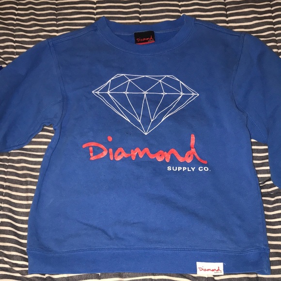 Diamond supply co blue sweatshirt Sz Med - Picture 1 of 9